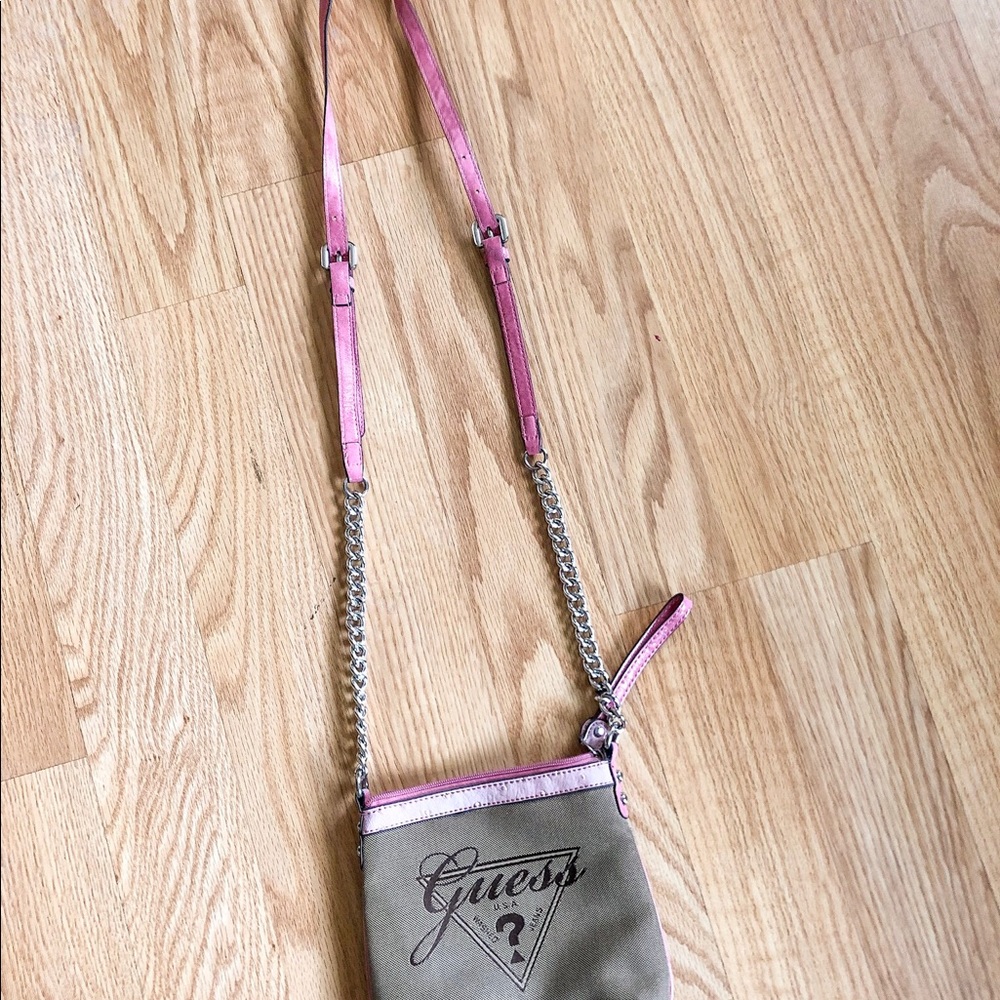 Guess Pink/Tan Crossbody Purse